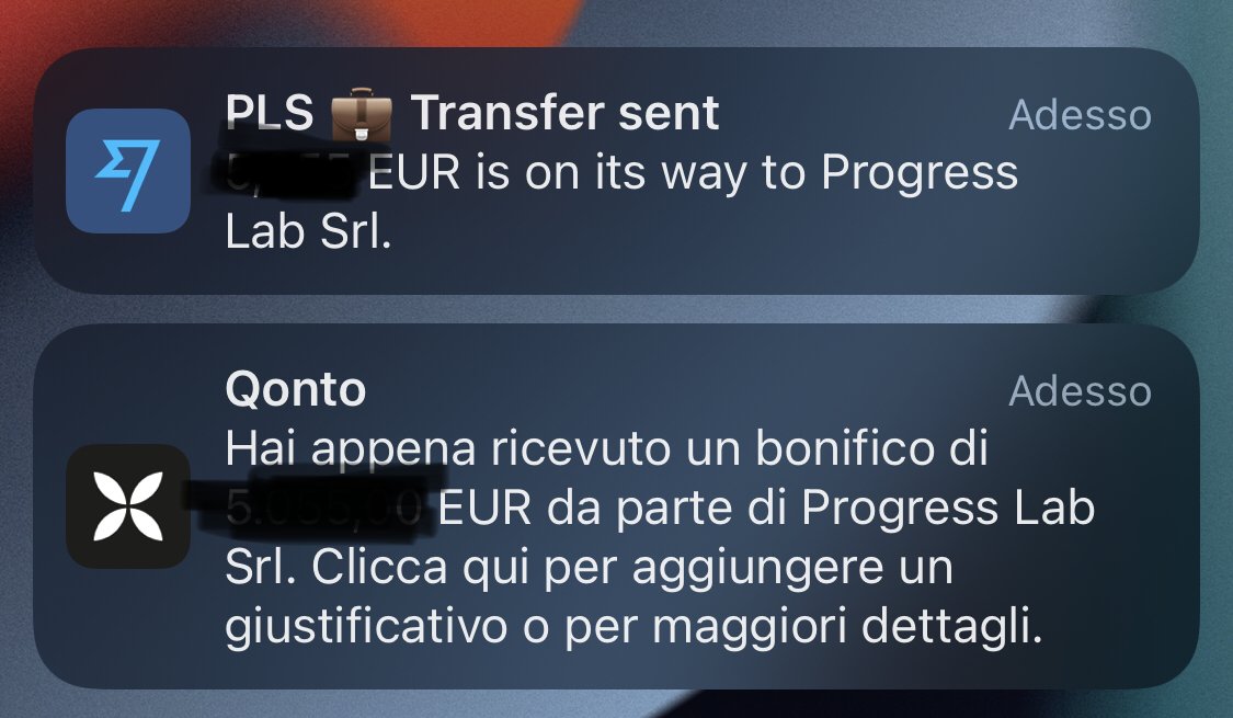 LucaSorgiacomo's tweet photo. Questo è il mondo del #Banking moderno. Mandi un bonifico e arriva istantaneamente, senza fronzoli né costi aggiuntivi. È il servizio base. 

Grazie a @Wise e @QontoIT. Per un imprenditore è una manna.

Un reminder per le banche "tradizionali": È ora di aggiornarsi. #fintech https://t.co/aSUBRzEPaZ