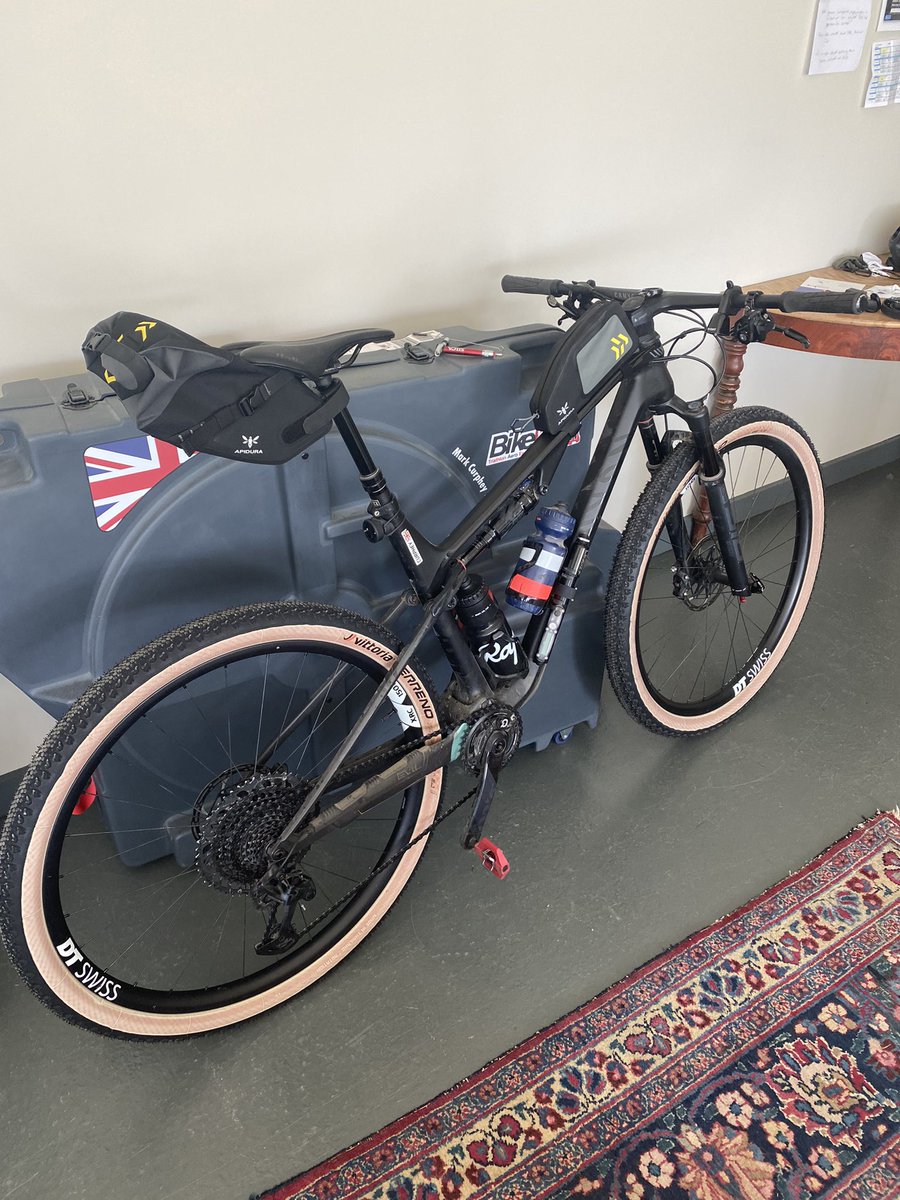 While I wait for my gravel bike to arrive from California I have converted my xc mtb into a bikepacking beast. With @apidura bags and @arroebrand front cradle & stuff sack I will have 15 litres carry capacity. @vittoriatyres Terrenos with @vittoriatyres tubeless inserts and …