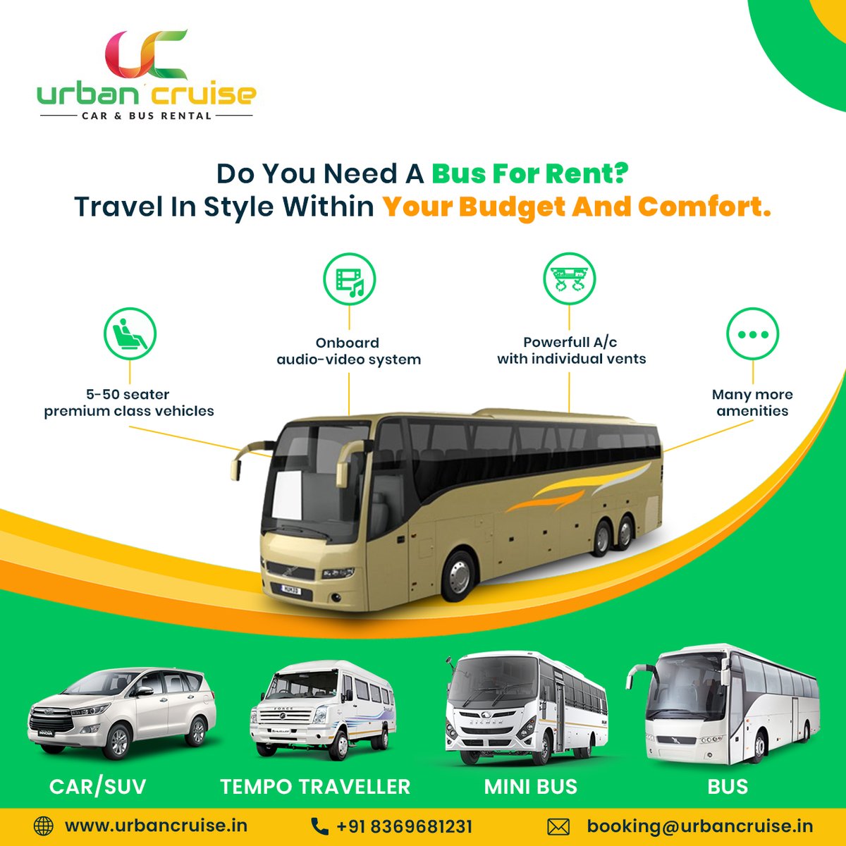 UrbanCruiseIn's tweet photo. Urban Cruise added New Vehicles in our fleet.

 #bustravel #travel #busbooking https://t.co/IuVQ21ITqC