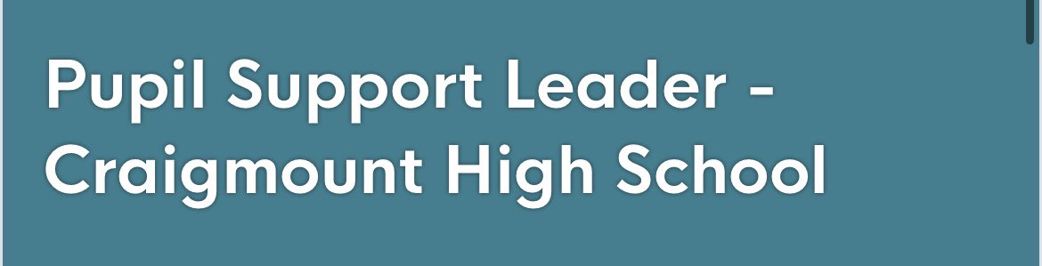 CraigmountHS's tweet photo. Do you enjoy supporting young people and looking for an exciting leadership opportunity? 

At @CraigmountHS we’re recruiting for TWO Pupil Support Leaders as we move to Year Teams starting in August 2022.

The advert is live now on @myjobscotland:
https://t.co/AEhBloyFXd https://t.co/3jzed8ehFI