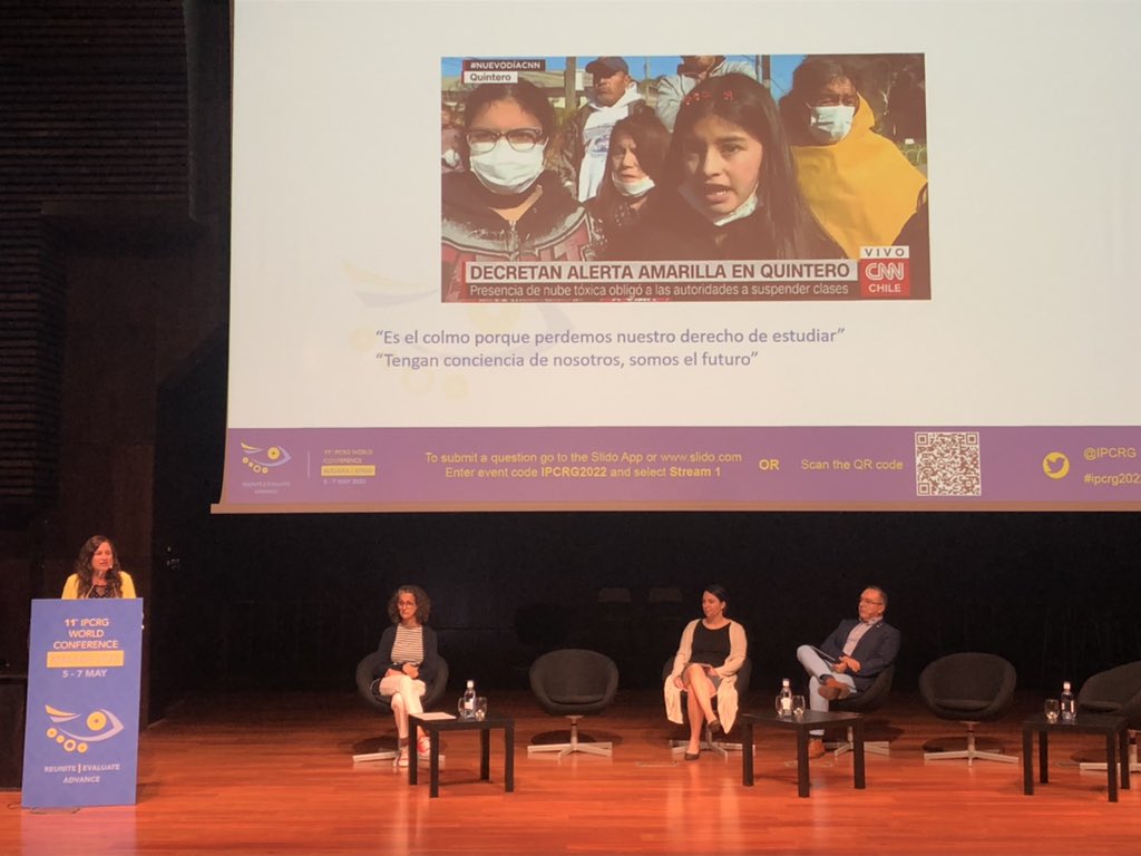 Excelente ejemplo de liderazgo de la médico de familia Daniela Siegmund en medio de la crisis ambiental en Quintero, Chile. Manejo de crisis y empoderamiento de la comunidad, dándole la voz a los niños #ipcrg2022