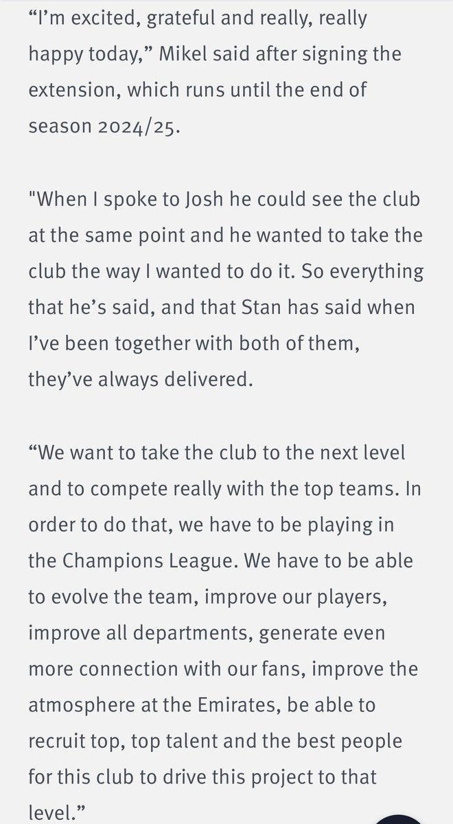 charles_watts's tweet image. Arsenal have announced that Mikel Arteta has signed a new contract. 

Arteta: “I’m excited, grateful and really, really happy.”