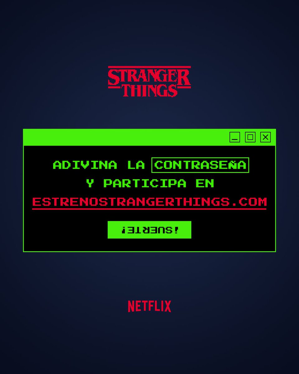 NetflixES's tweet photo. El Demogorgon está buscando a los auténticos fans de #StrangerThingsES en Madrid 👀
Hackea el ordenador con la contraseña (pista: está en el segundo 52) y sé uno de los posibles ganadores para cruzar al Upside Down en la Premier de la 4ªT.
https://t.co/qcTQZq25LX https://t.co/uqQQIDTm2P