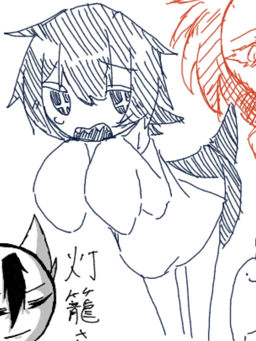 絵チャ(ちゃんと描いたの2つだけ)
黒に若干青混ぜた色の線が私 