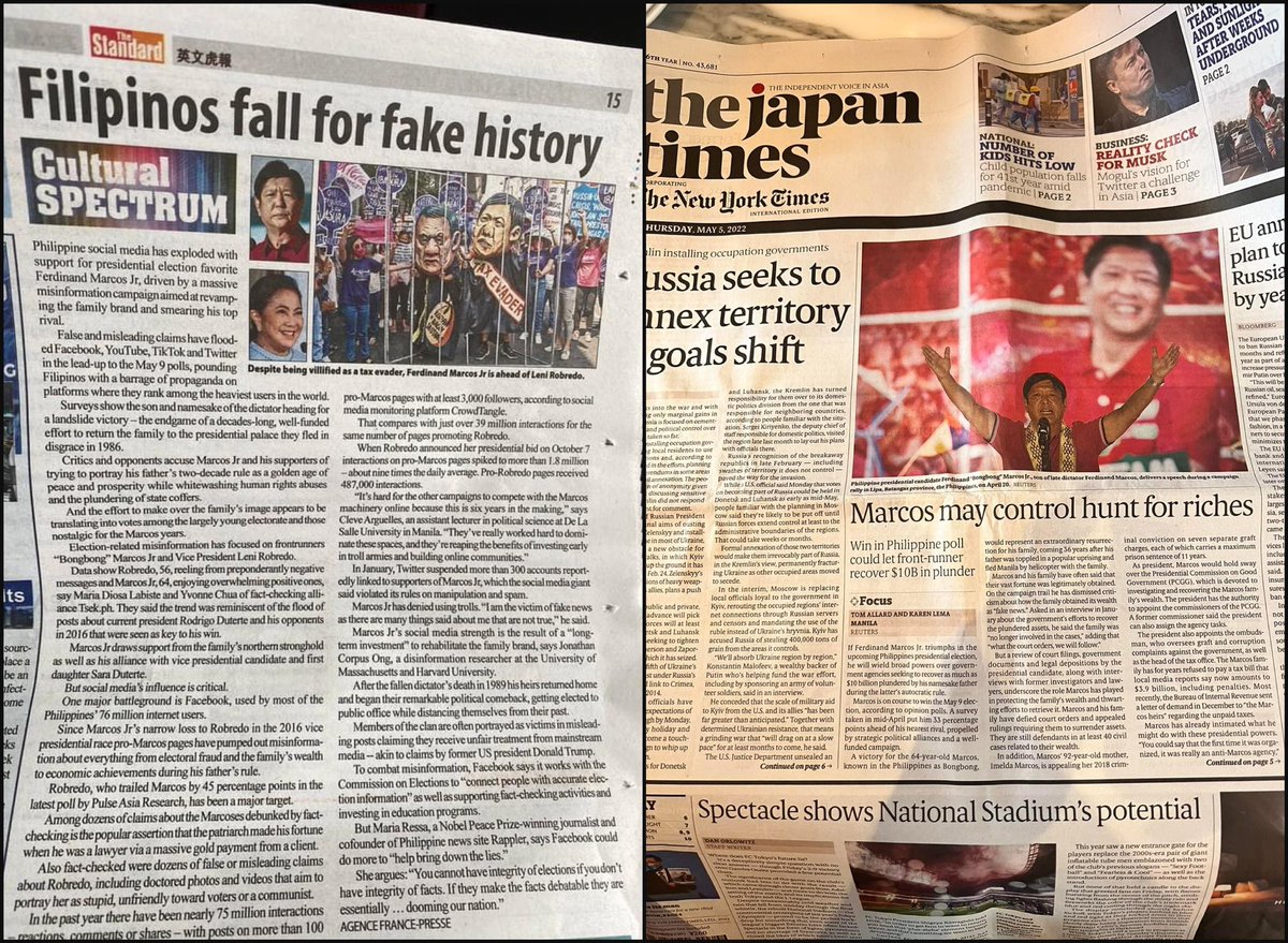 GerryCacanindin's tweet photo. Sa ibang bansa, it’s accepted fact na magnanakaw mga Marcos. It’s established, it’s beyond dispute, at hindi mababago. Kaya kamot ulo din sila kung bakit may mga Pilipinong si BBM ang iboboto. News from Japan Times and Hong Kong Standard. https://t.co/FdcEc1UA0C