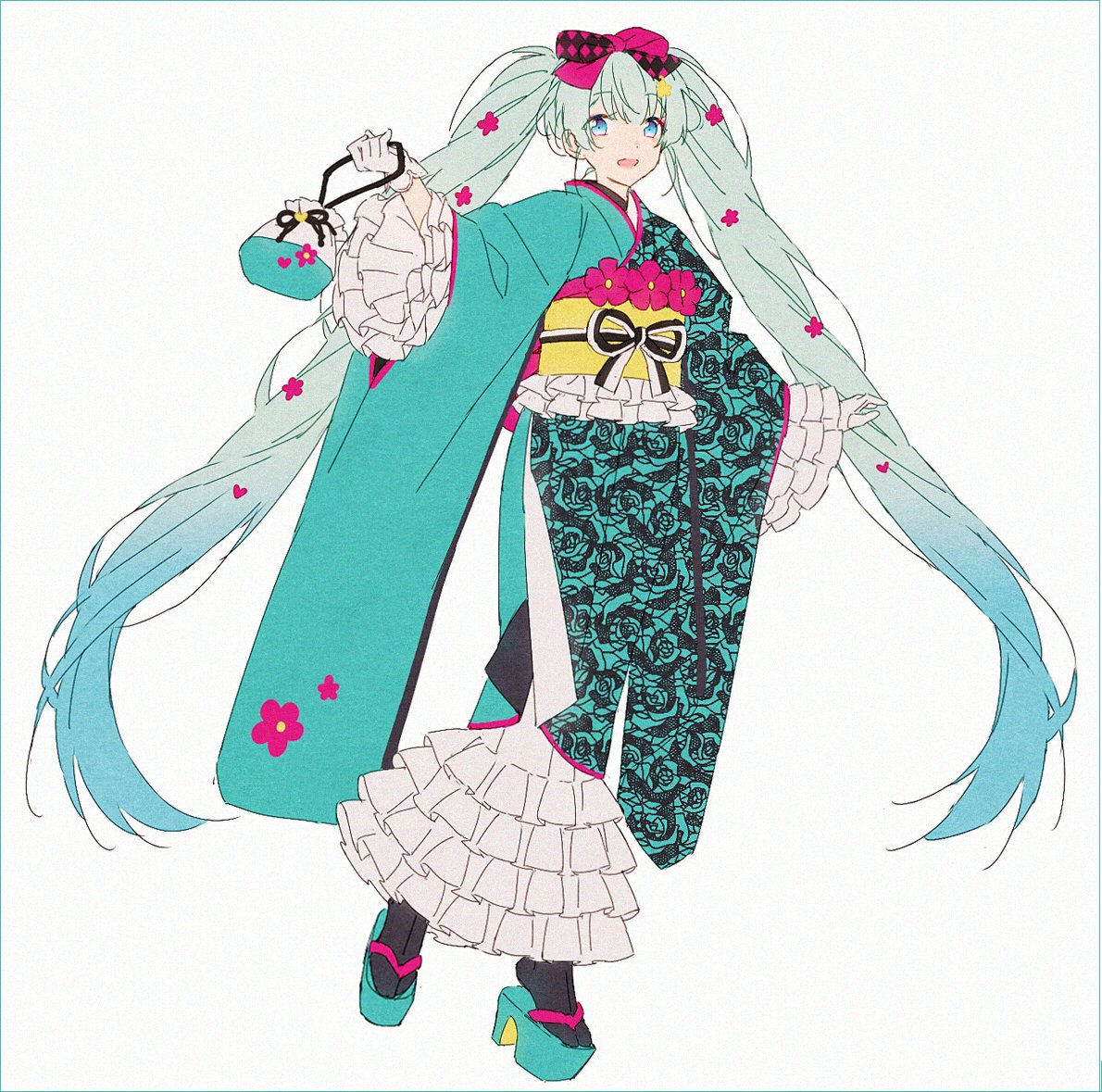 初音ミク ,桜ミク 「#気ままに和服化 」|hakusaiのイラスト