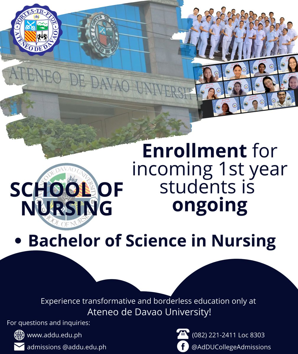 SomanyHenry's tweet photo. Inviting incoming 1st years and transferees. Classes starts on July 4, 2022. #AdDU #AdDUSON #SchoolofNursing #Nursing #AteneoNursing #Ateneo https://t.co/HxjcaeISzS