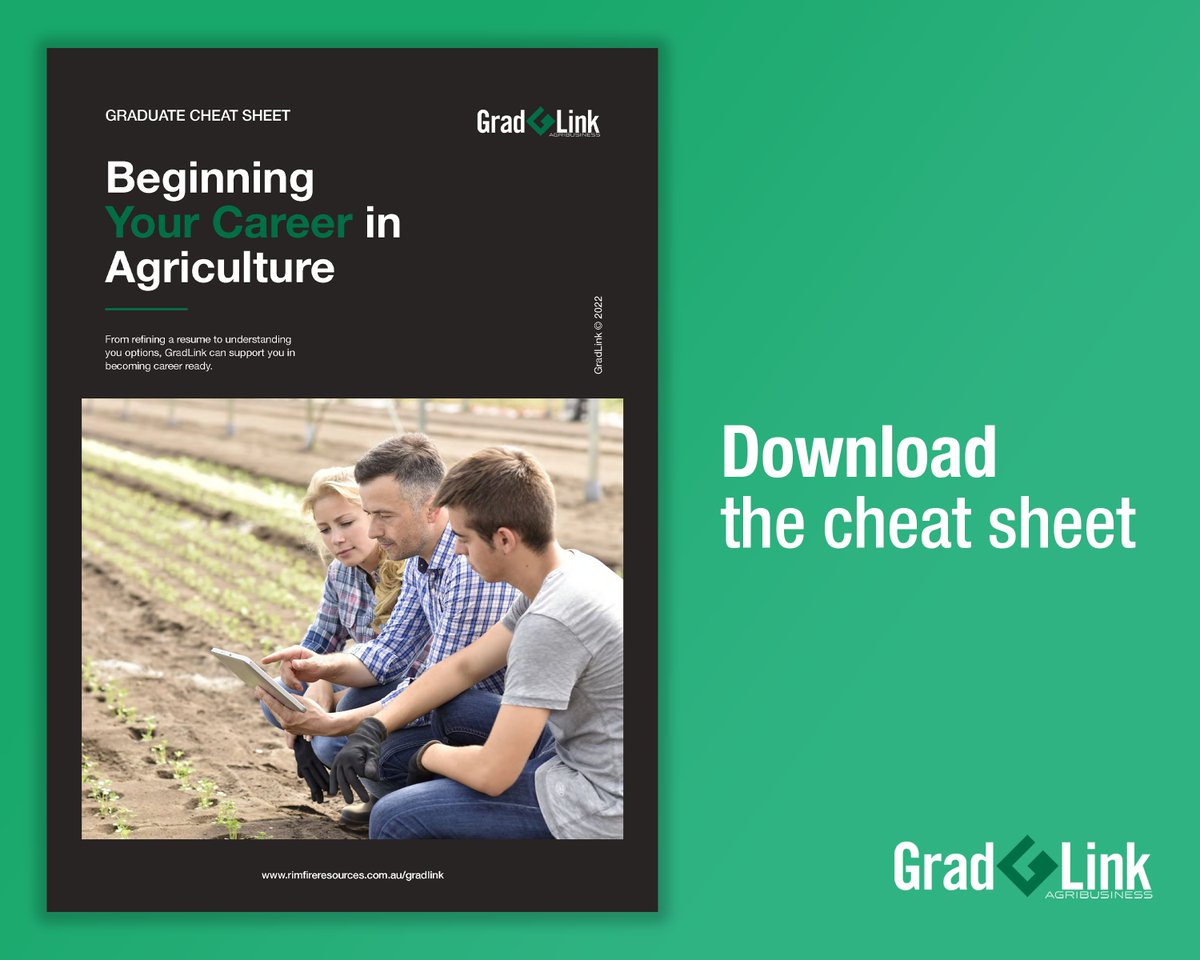 gradlinkAU's tweet photo. Are you interested in a career in Agriculture and looking to put your best foot forward?
Download our GradLink toolkit today for job-ready tips and ideas.
Get your copy now: https://t.co/og3Pq8gAJ2
#graduate #careers #careerdevelopment #agriculture #agribusiness #gradlink https://t.co/qSm5W25j5H