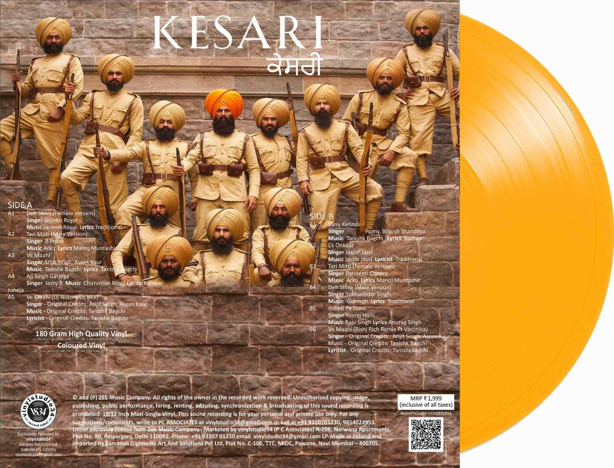 vinylstudio34's tweet photo. 📢ALERT🥳NEW RELEASES
Ⓜ️®️🅿️
➡️KESARI 
➡️DHADAK &amp; RAAZI 
@akshaykumar @ParineetiChopra
@BPraak @arijitsingh @jasleenroyal @manojmuntashir @AseesKaur @jazzyb @Shankar_Live @meghnagulzar @AjayAtulOnline @SunidhiChauhan5 @shreyaghoshal @ZeeMusicCompany @DharmaMovies @apoorvamehta18 https://t.co/KYKpnepfZY