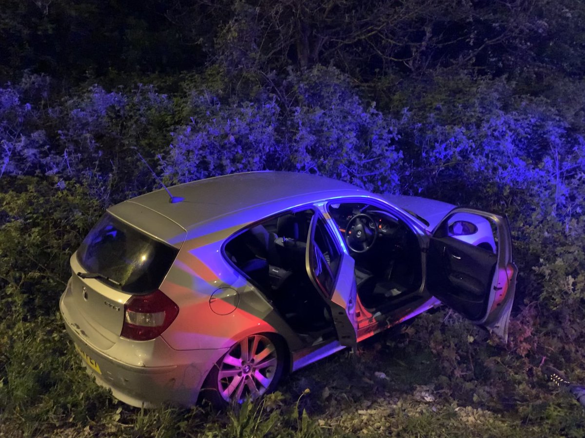 gmptraffic's tweet photo. This vehicle failed to stop for #ME48, travelling at speeds upto 70mph in 30mph zones &amp; contravening several red lights. With assistance of #TVIU, @GMPDogs &amp; @NPASNorthWest the vehicle was stung before being abandoned on #M60. Driver arrested and vehicle seized #165 @NWmwaypolice https://t.co/KfOE4dOctc