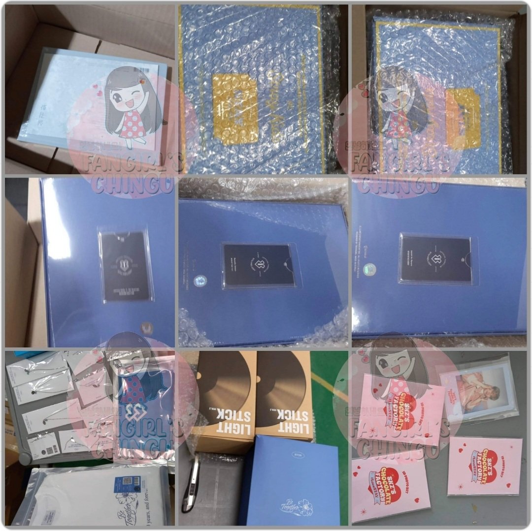 #fangirlschinguupdate Box at KR address for pick up next week. Arrived are the ff - SKZ Welcome Kits - SKZ photocard sets - BTOB Be Together MDs - Melody 5th Membership Kits - Ost Albums