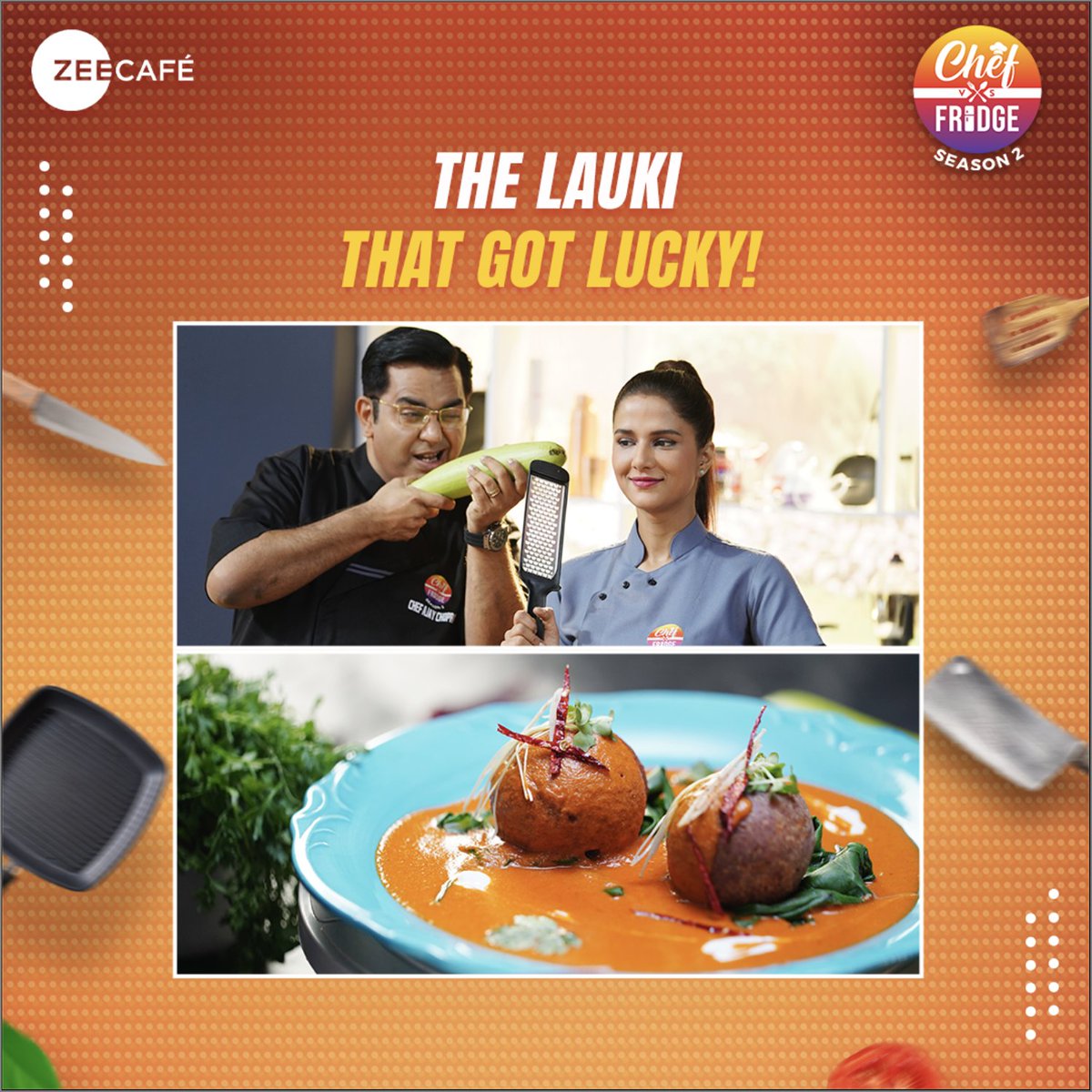 ZeeCafe's tweet photo. Expect the unexpected in season 2 of #ChefVsFridge. #NoTimeToChill
Catch new episodes every Sunday, 8pm

#cookoff #cookingshow #cooking #food #foodie #chef #foodporn #BossChiller #cheflife #cookingclass #cookingwithlove  #newseason #instafood #cookingtips #Bosschef #ChefAjay https://t.co/IHG4qZrXLQ