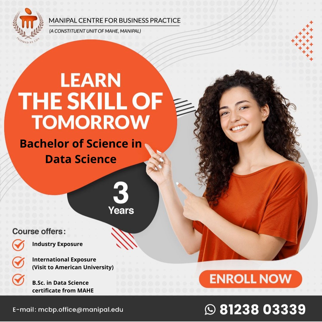 Data Science is the future! Get a degree in Data Science and get ready for the career in demand! Hurry and register now. Click here to know more about the program: bit.ly/38RegZ1 #DataScience #BScDataScience #MCBP #MAHE #MAHE_Bengaluru #makethesmartchoice