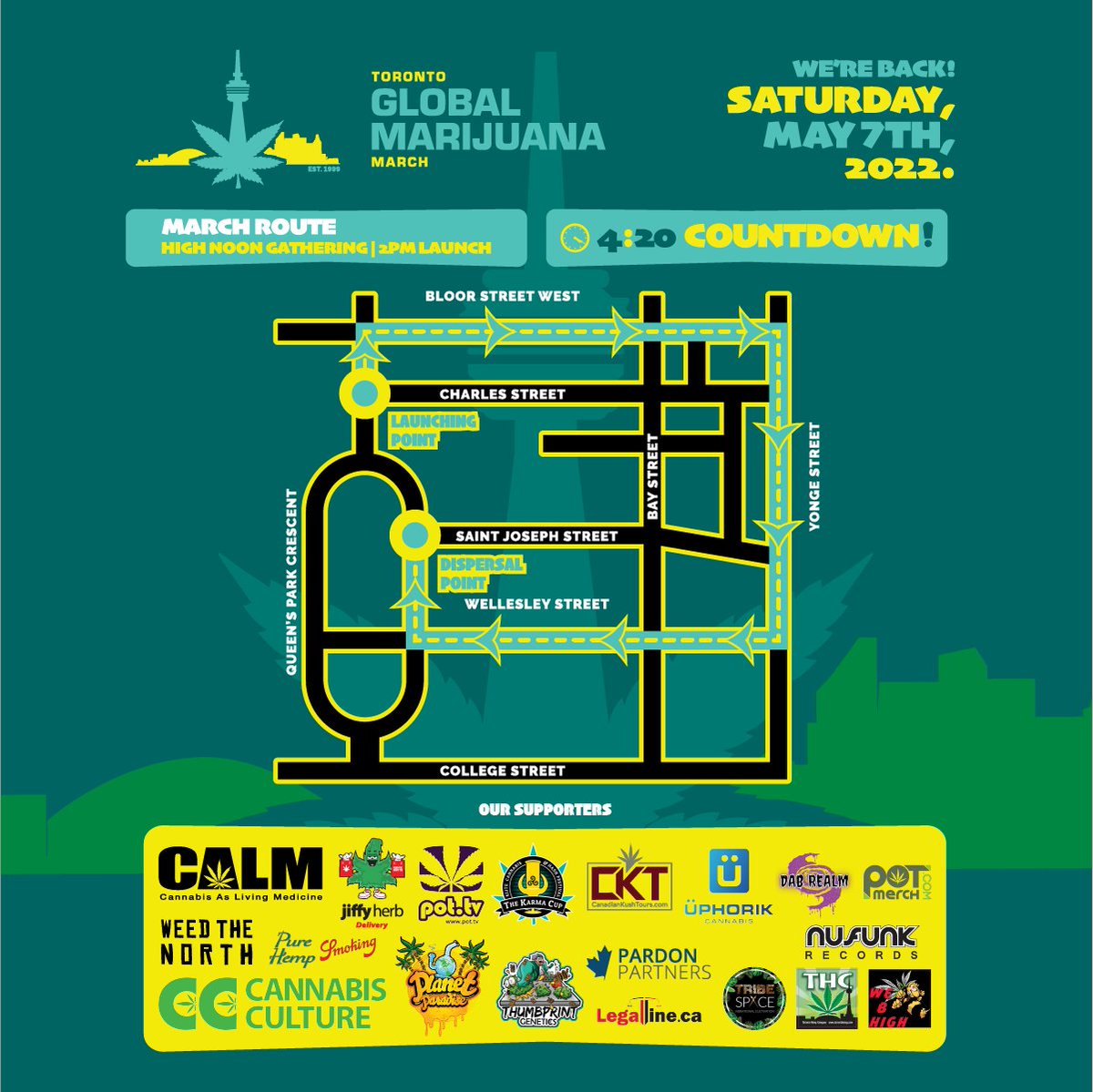 GMMLIVE's tweet photo. Almost time to blaze down Toronto! 
Help spread the word Queen's Park will be LIT this Saturday! HIGH NOON gathering. 2pm launch down Bloor, Yonge and Wellesley back for 4:20 countdown!
#GMMLIVE https://t.co/MmEzRCI6rw