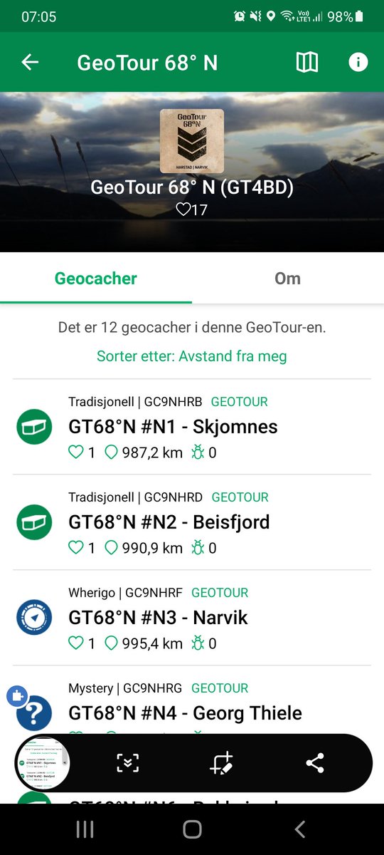 GeoPodNorge's tweet photo. For andre gang i historien er det en #geotour i Norge! Kom til #Harstad og #narvik og gå for #geocaching https://t.co/N9D3OcsMDK