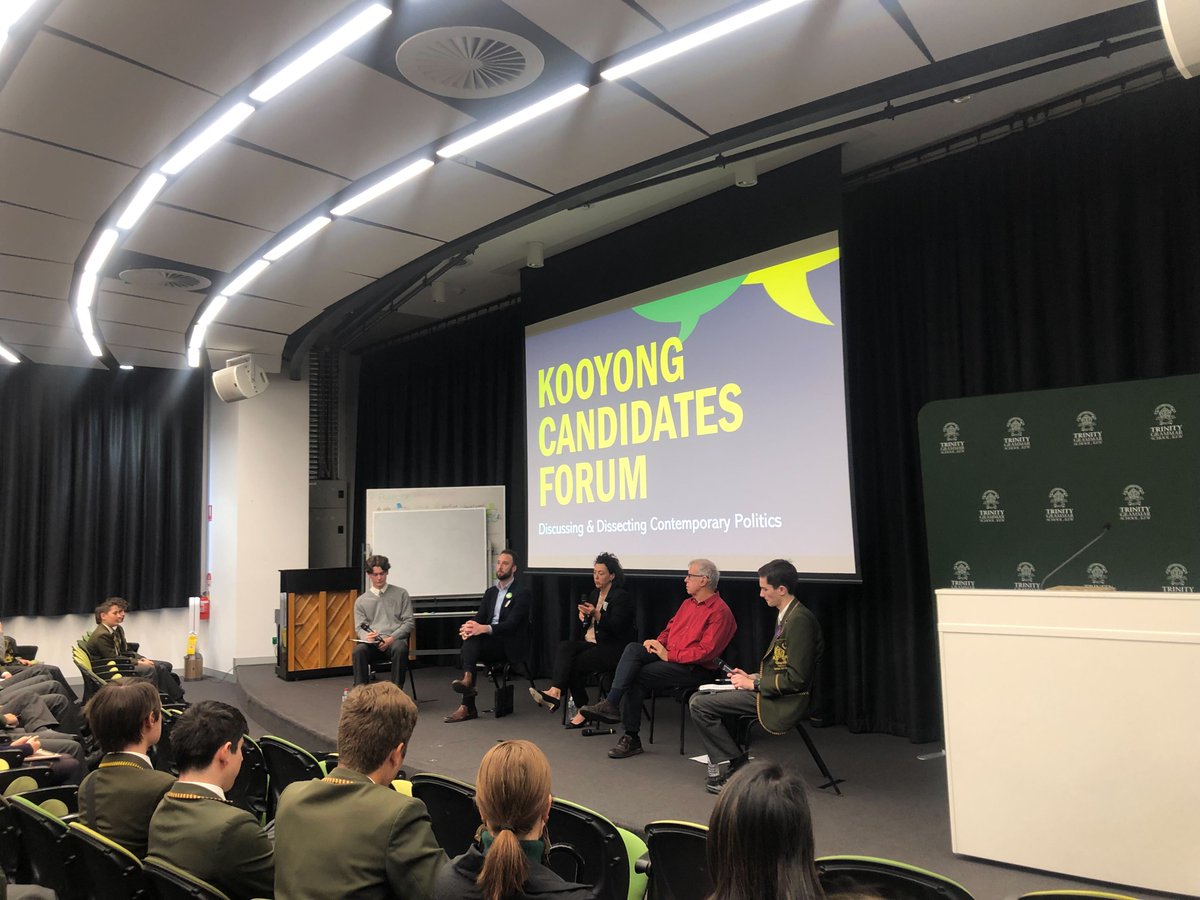 Mon4Kooyong's tweet photo. Delighted to answer questions from students at Trinity Grammar today.

This is the 4th Kooyong candidates forum that @JoshFrydenberg has not attended.

If I'm elected as your representative, I'll be accountable to you. I won't hide from our community.

#auspol #mon4kooyong https://t.co/VgLOYN59ft
