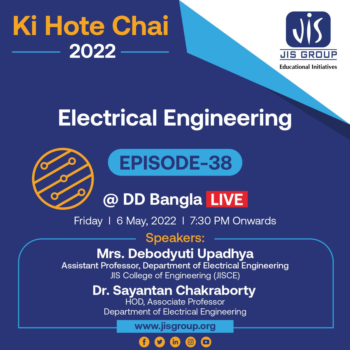 jisgroupindia's tweet photo. #JIS is organising a #CareerObjective LIVE talk show for class 12 Students, Friday 6th May, 2022 on #DDBangla @ 7:30 PM.
#Students #Career #CareerPlanning #EducationBeyondOrdinary #DDBangla #OneJIS #KiHoteChai https://t.co/wtyKLE8QVM
