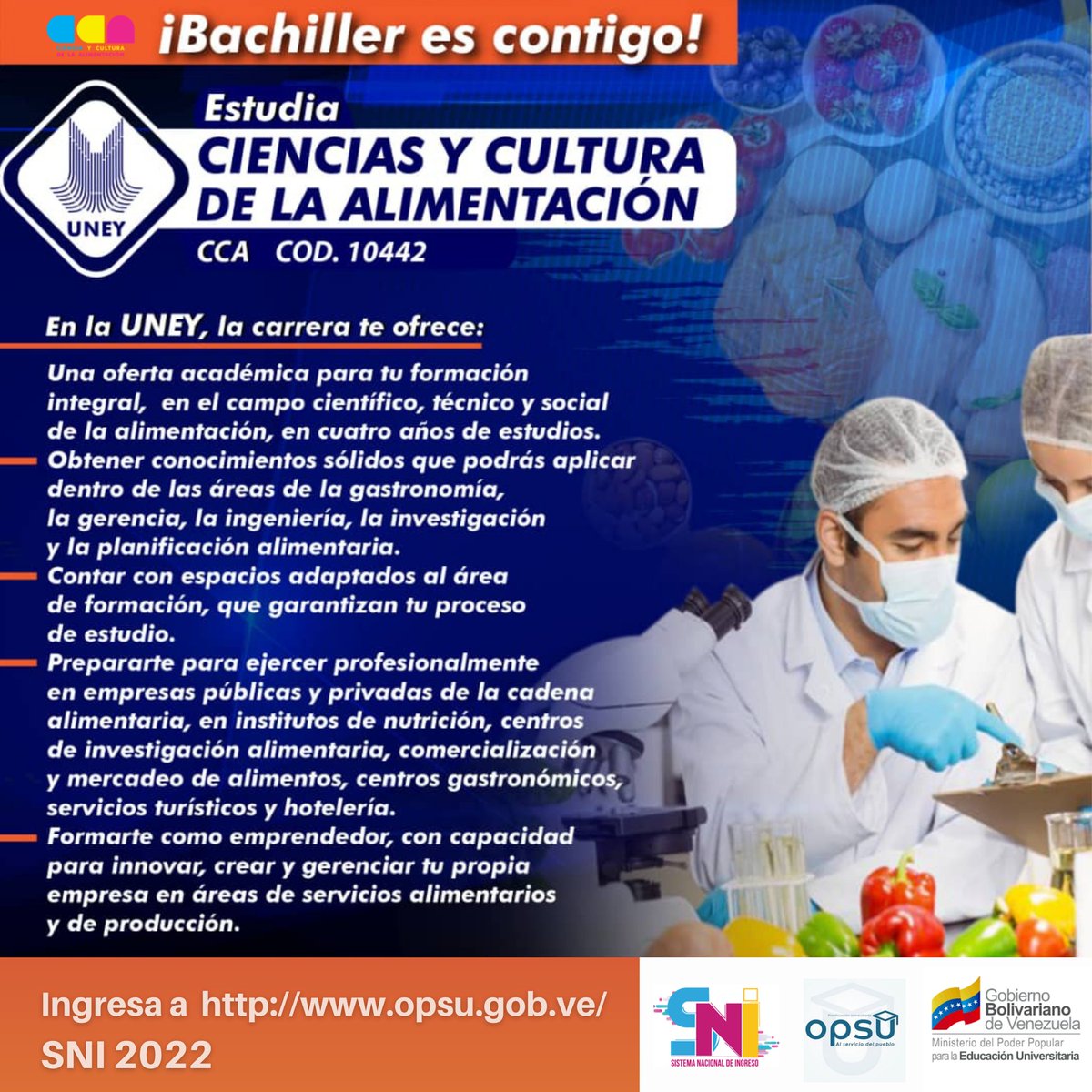La <a href="/uney_oficial/">UNEY</a> cuenta con una oferta académica novedosa y entre sus pregrados se encuentra la licenciatura en Ciencia y Cultura de la Alimentación, única en el país. Ahí te dejamos las razones para estudiarla. #6deMayo @TibisayLucena8  <a href="/MedozaWullian/">Wullian Mendoza</a> <a href="/marioyovera/">Mario Yovera</a> <a href="/mmaryely/">Ⓜ️🅰️YE🌟Turismo</a>