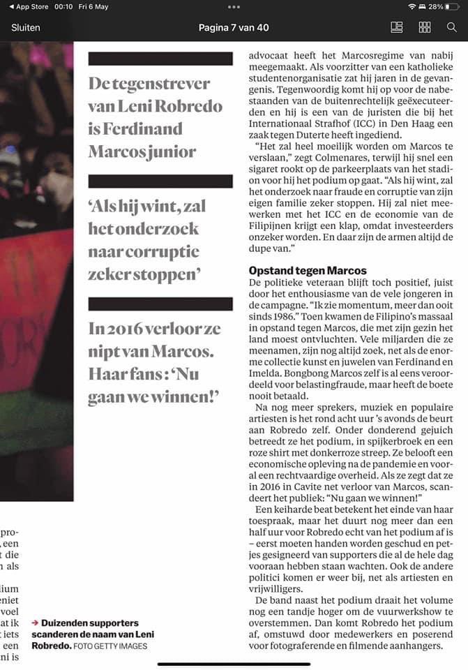 dixinyinli_'s tweet photo. Leni Robredo is in the Dutch newspapers, Het Parool and Trouw. 

The author likened the rallies as parties where food and drinks are shared and where the guests in extreme heat waits for the woman in pink while being entertained by artists.

#BicolIsPink #MakatiIsPink https://t.co/wGTB55pT3p