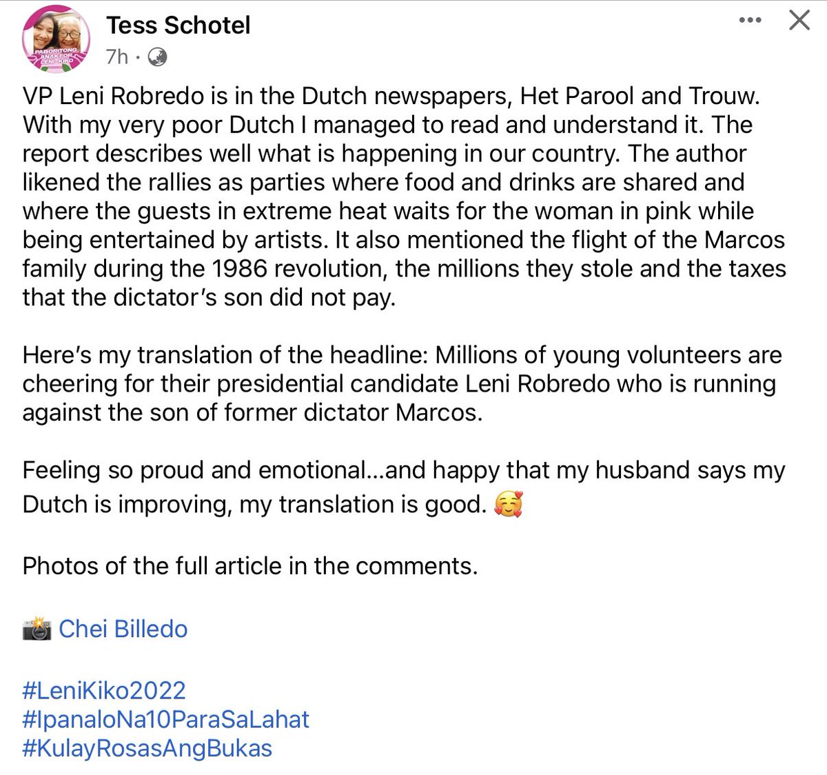 dixinyinli_'s tweet photo. Leni Robredo is in the Dutch newspapers, Het Parool and Trouw. 

The author likened the rallies as parties where food and drinks are shared and where the guests in extreme heat waits for the woman in pink while being entertained by artists.

#BicolIsPink #MakatiIsPink https://t.co/wGTB55pT3p