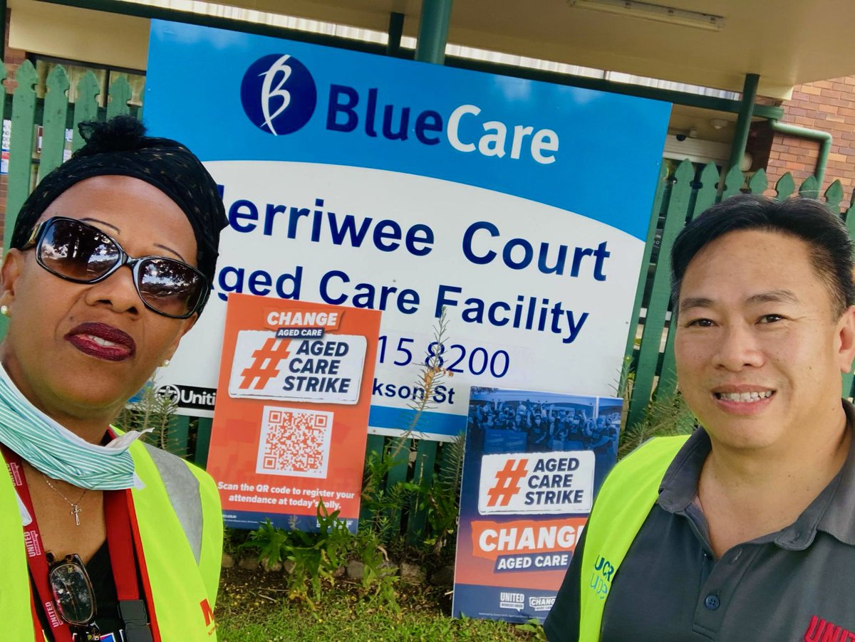 gwen_toa's tweet photo. It’s been an absolute pleasure working with this Union boss preparing our Members for the #ChangeAgedCare #AgedCareStrike next Tuesday 10 May, 2022! In QLD, our Members at #BlueCare and #ChurchesofChrist are STRIKING! #EnoughIsEnough @AgedCareWatch @UnitedWorkersOz https://t.co/1Q7g6g9RE9