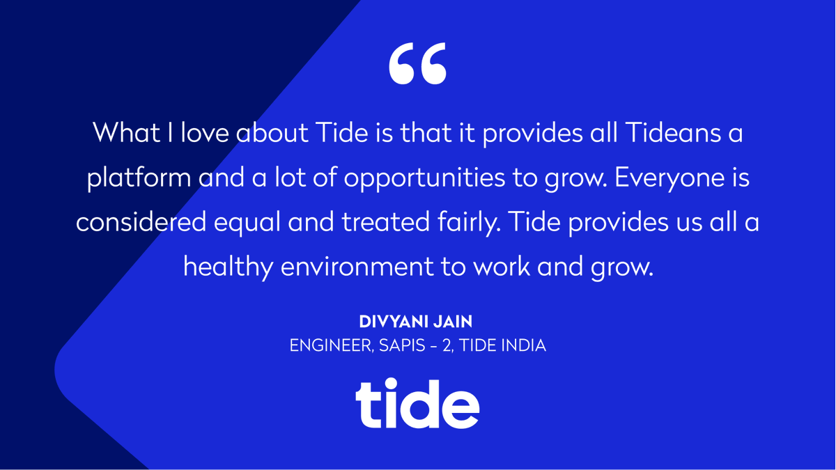 TideBusinessIND's tweet photo. ๐ข Hello everyone! Meet @DivyaniJain15 ๐. Based in Hyderabad ๐ฎ๐ณ, Divyani is associated with Tide #India as part of the Services and APIs team.
Join us in celebrating Divyaniโs contributions to Tide. ๐๐๐
#TGIFwithTideans #LifeAtTide #OneTeam #funatwork #employee https://t.co/d2bqiLJh2n