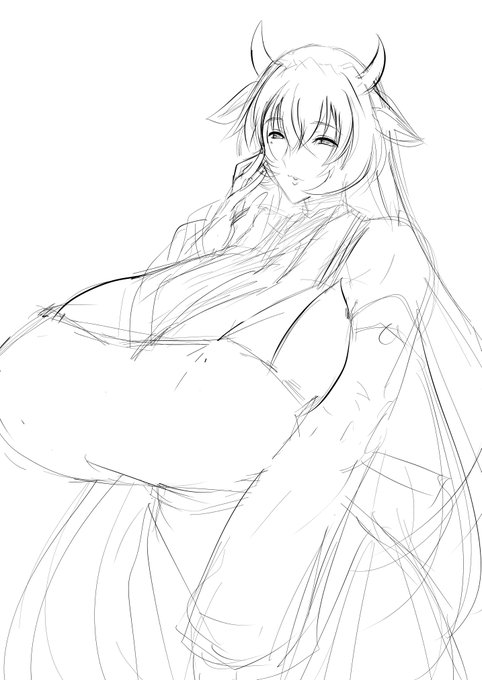 以前描いた牛ママ。 横から見るとこのくらいのおっぱいであって欲しい(クソバカ 