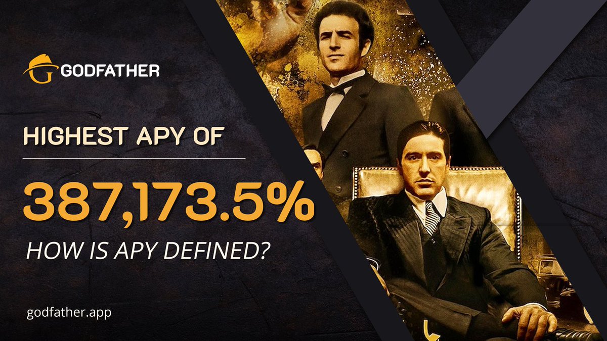 Assuming a daily compounding interest of 2.26368%, If you begin with a balance of one $GF on day 1, your balance will rise to 3,871.735 $GF after a year.

Buy $GF here: bit.ly/3w6Qbp2
#pinksale #godfather #defi