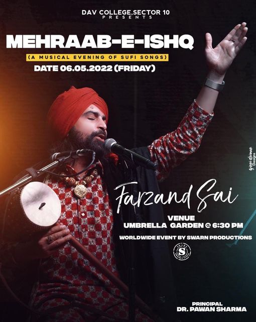 davchd's tweet photo. DAV College Sector 10, Chandigarh organises  'A Musical Evening of Sufi Sangeet ' on 6th May, 2022 at 6.30 PM. The SUFI music concert, promising an evening of divinity and peace, will take place at Umbrella Garden of the college. https://t.co/Fi16sbMCan