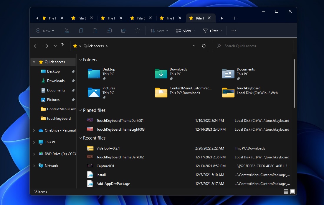 WindowsLatest's tweet photo. Coming soon: Tabs in File Explorer 😍 #Windows11 https://t.co/yfwlHyeNtl