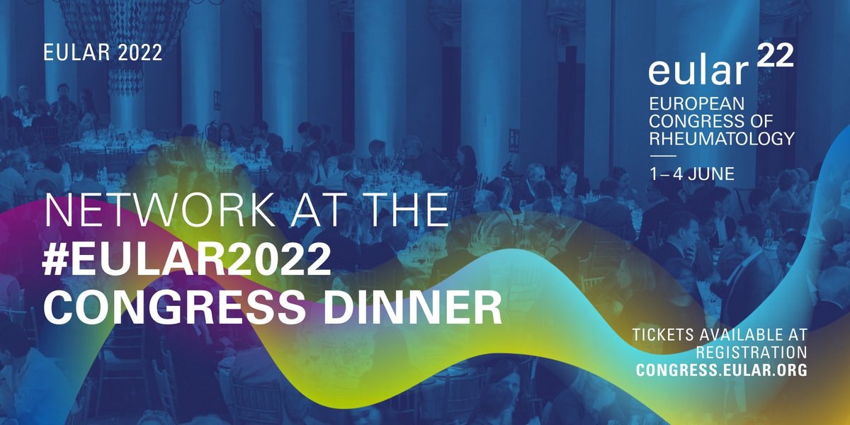 EULAR (@eular_org) on Twitter photo ๐ฃ Join us at the #EULAR2022 Congress Dinner to connect with professionals in the field, while enjoying a fantastic dining experience in Copenhagen!
๐
Friday, 3 June 2022
โน๏ธ congress.eular.org/official_eventโฆ
๐ป Book your tickets through your registration
๐ congress.eular.org/registration.cโฆ ๐ฃ Join us at the #EULAR2022 Congress Dinner to connect with professionals in the field, while enjoying a fantastic dining experience in Copenhagen!
๐
Friday, 3 June 2022
โน๏ธ congress.eular.org/official_eventโฆ
๐ป Book your tickets through your registration
๐ congress.eular.org/registration.cโฆ