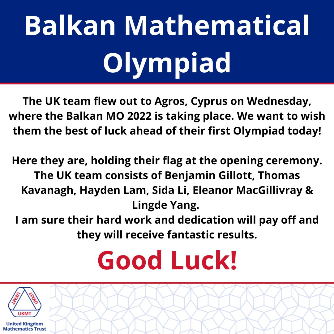 UK Mathematics Trust on Twitter "Good luck to the Balkan Mathematical