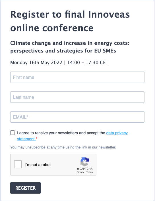 #ClimateChange and increase in #energycosts: perspectives and strategies for EU SMEs
Our Final Conference starts on 16. May 2022 at 14:00 CET. It's held online, in 🇬🇧 and 🇮🇹.
Agenda and registration:
innoveas.eu/innoveas-final…
#industry #busisess #energycosts #energytransistion #SME