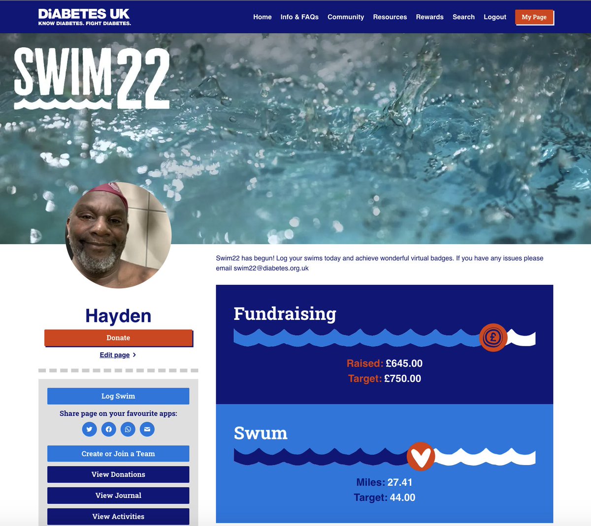 AITCH B (@soul360) on Twitter photo Just shy of 28 of 44 miles completed in my
<a href="/DiabetesUK/">Diabetes UK</a> Swim22 fundraising virtual double-channel swim swim22.diabetes.org.uk/fundraising/haβ¦ ππΎππΎππΎ Just shy of 28 of 44 miles completed in my
<a href="/DiabetesUK/">Diabetes UK</a> Swim22 fundraising virtual double-channel swim swim22.diabetes.org.uk/fundraising/haβ¦ ππΎππΎππΎ
