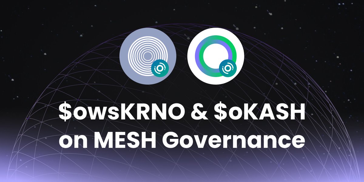 💥  Join the MESH Governance 💥

A proposal to promote $owsKRNO/$oKASH from Grade C asset to Grade B asset has been submitted.
When it gets approval from vMESH holders, will be able to generate extra passive income!

Here's the proposal👇