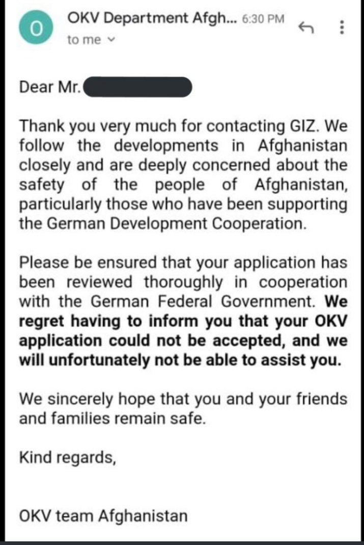ArashArbabi3's tweet photo. as announced of German foriegn ministry website I'm eligible for evacuation to Germany due my work experience from 2012- 2017 I sent all my documents to giz for process 7 mouths ago unfortunately I received rejected! Is that human rights of Germans?@BMZ_Bund https://t.co/v3HbN9lthY