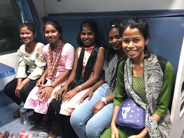 First gen school goers, first five girls going out of their panchayat in Jharkhand not for working at home,brick kiln or brothel but 2 get trained as graphic designers. They were given choice between home and career&amp;they dared 2 choose the latter. Our work is now showing results.