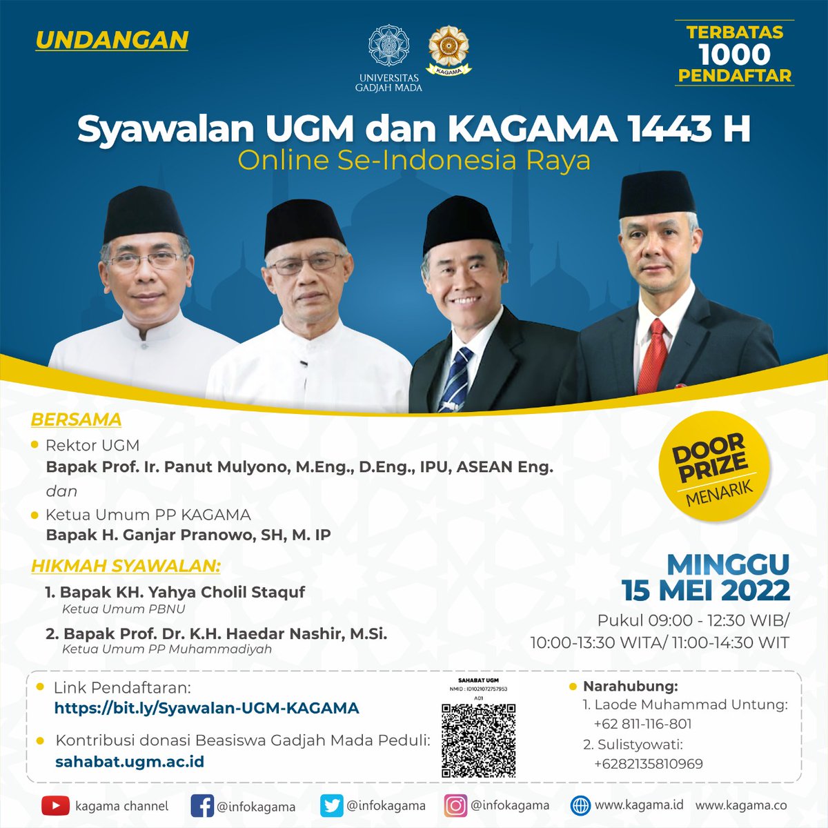 Hai Sobat Kagama sekalian, gimana sudah kembali menghadapi kenyataan atau masih extend liburan? Apapun situasimu, Minggu 15 Mei 2022, ketemu lagi yuk di Syawalan UGM dan Kagama 1443 H.