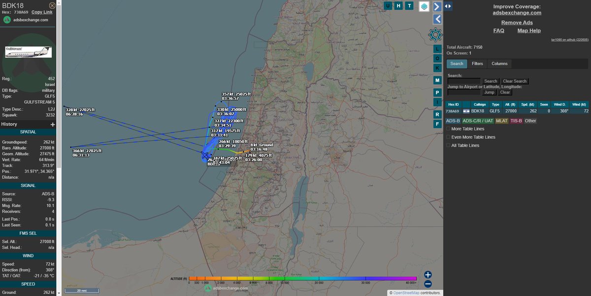 no_itsmyturn's tweet photo. #IAF 🇮🇱 's new spy / recon plane [Nachshon Oron] tracking off coast #Israel 
738A69 | 452 
CS is #BDK18, which is allegedly a test-flight callsign. https://t.co/yPhEn1T8Eq