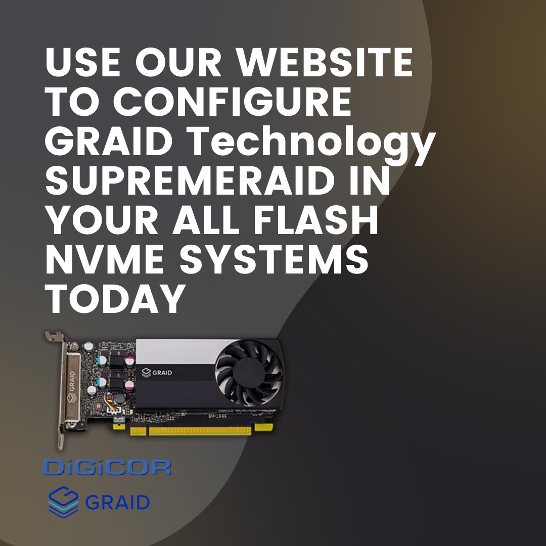 DiGiCOR_AUS's tweet photo. You can now configure All-Flash NVMe systems with @GraidTechnology's SupremeRAID on the DiGiCOR Website! Click on the link to learn how. Spoiler: It’s super easy
https://t.co/jr5GcCFPky
#Graidtechnology #ssd #supremeraid #raidcard #technology #innovative https://t.co/k6VEIzItEH