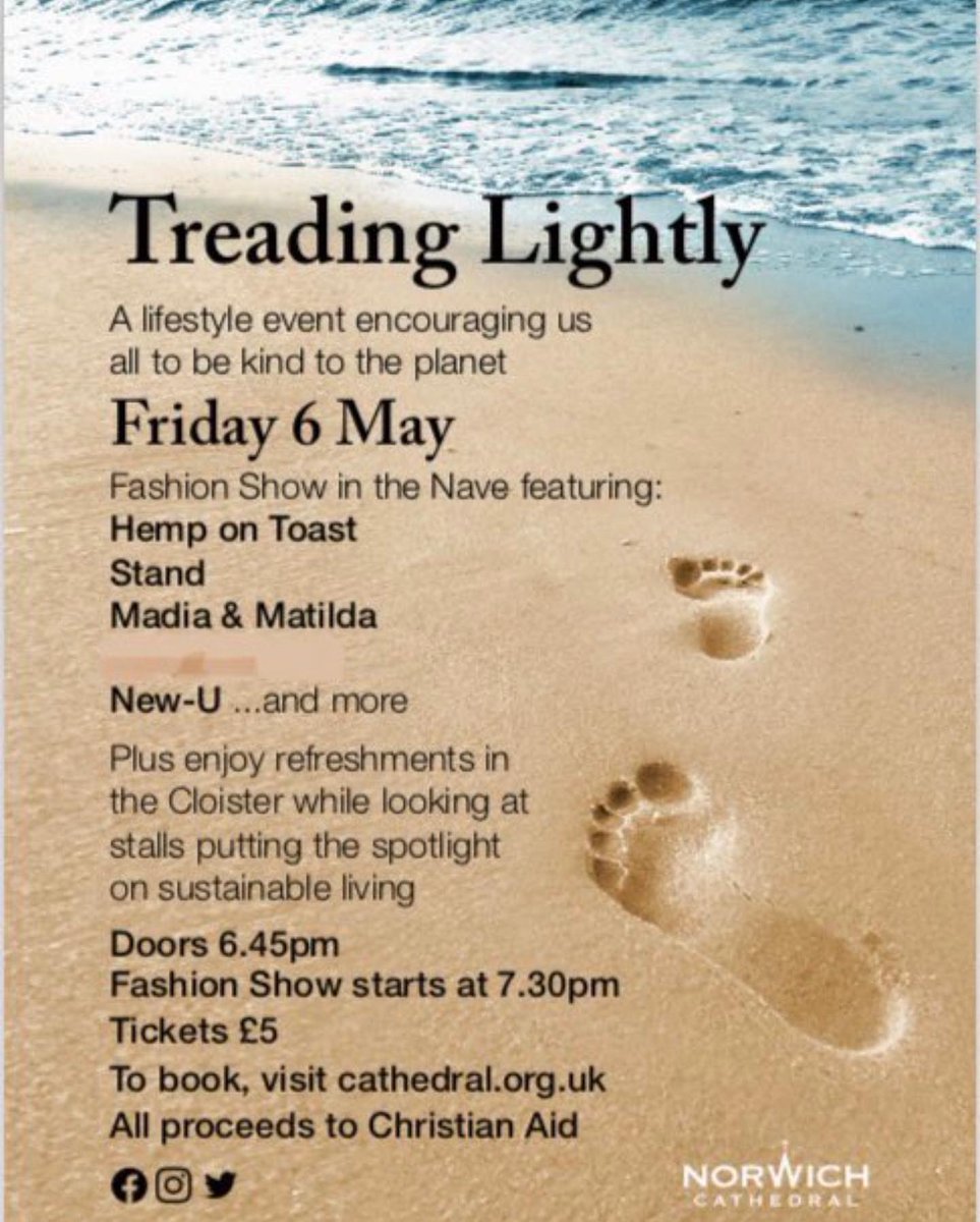 ChetVineyard's tweet photo. It’s Tonight at @Nrw_Cathedral #treadinglightly #sustainable #fashionshow @ukwinemaker will be there with his #sustainablewines from #Norfolk raising money for @christianaid https://t.co/kiTj7PIxEO