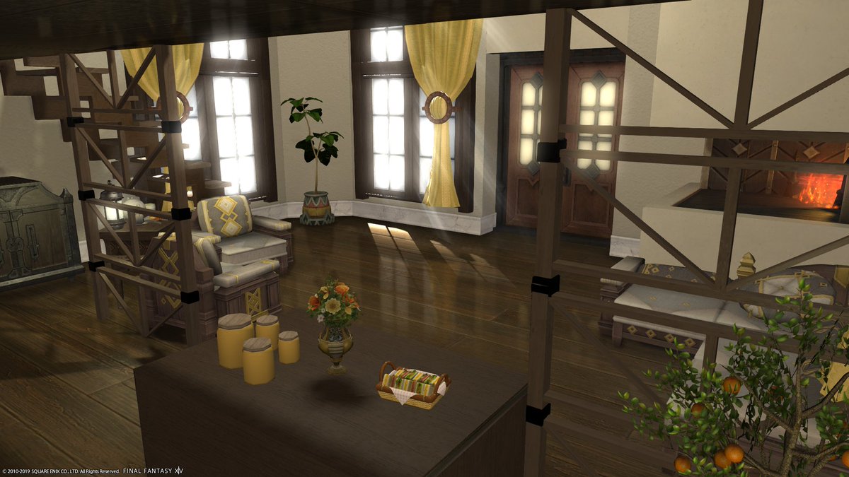 RiaMeriel's tweet photo. This was my #FFXIVFirstBuild. I remember seeing @fenglin_FF14's build with the corner fireplace and loved it so I wanted to make it on my own and oh did I suffer for it ❤️None of this would have been possible without @FaeAldarya's help and teachings so thank you! https://t.co/w6UhnoYAn5