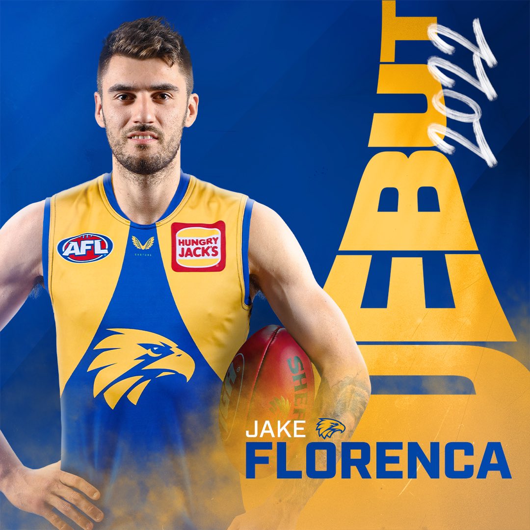 WestCoastEagles's tweet photo. 🚨🚨 DEBUTANT ALERT🚨🚨

Jake Florenca will make his AFL debut Saturday night against Brisbane! 

Congratulations, Jake! https://t.co/Lz7MybmcAc