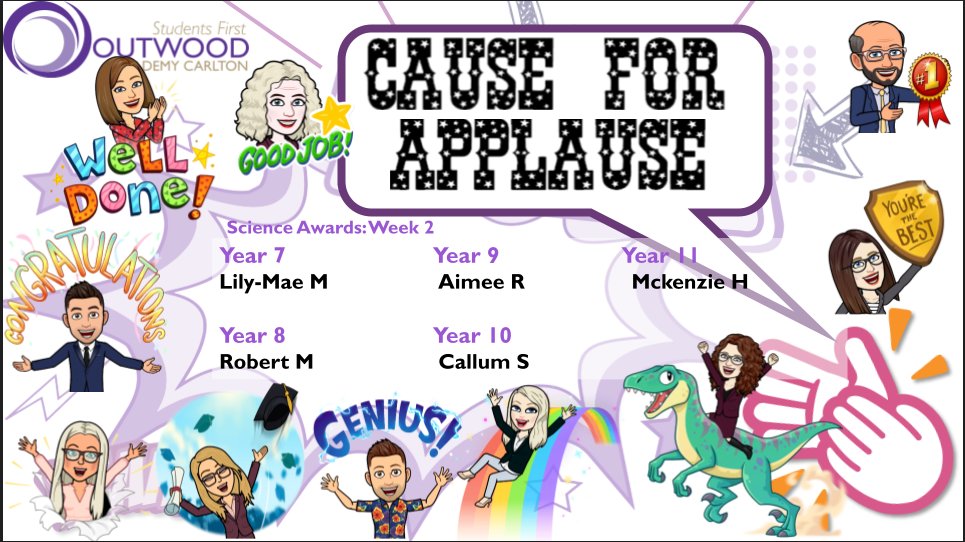 OACarlton's tweet photo. Science Cause for Applause! Well done to all the students who have been selected for their incredible effort in science #causeforapplause #praise @OACarlton https://t.co/jfODztjCOR