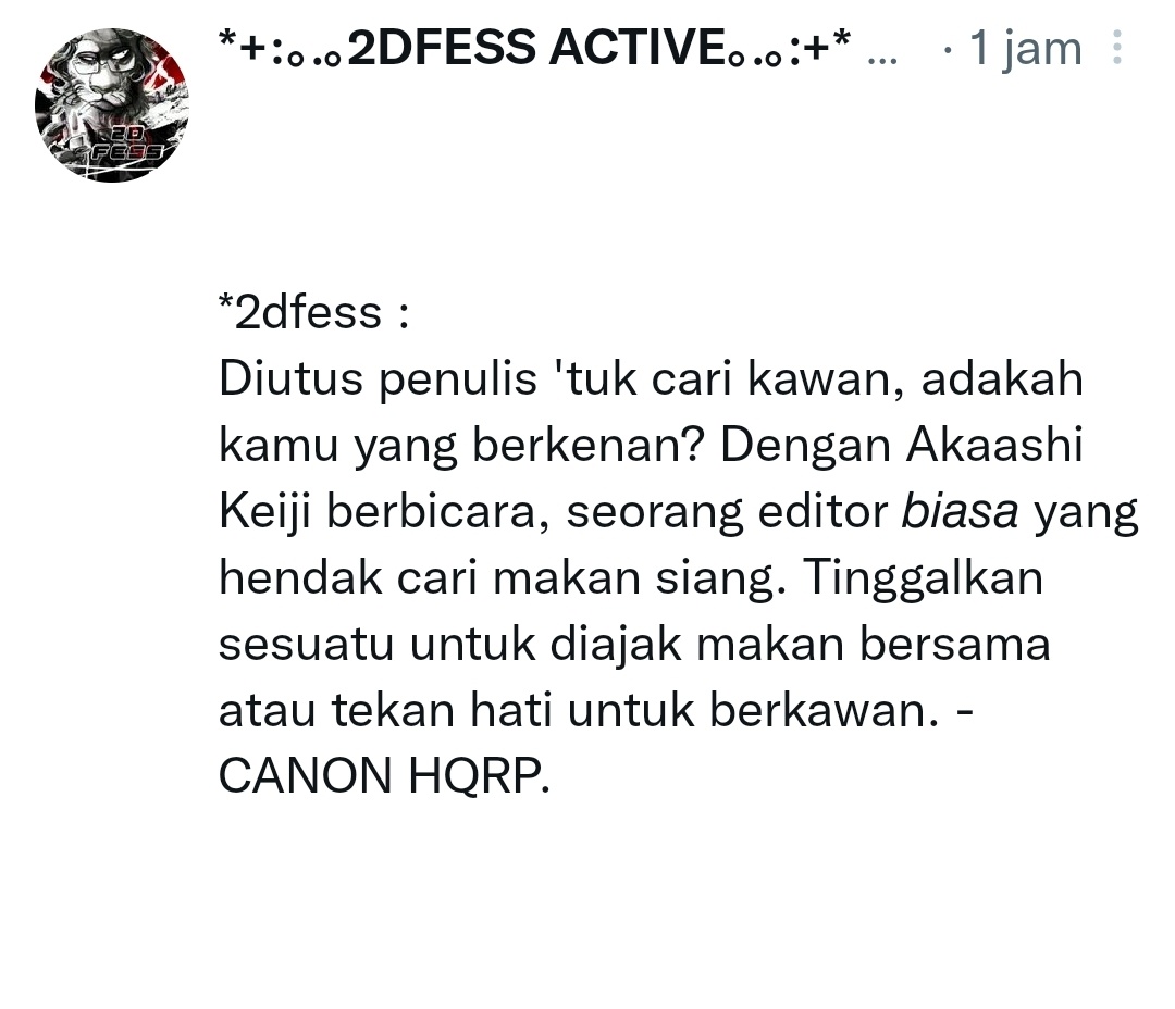 CEONVICTION's tweet image. ️️ ️️
️️

  ️️

「   Selamat siang! Saya adalah pengirim menfess di bawah. Dengan diberikannya pesan ini, saya meminta izin untuk mengikuti akun pembaca sekalian. Mohon bantuannya dan semoga kita dapat berteman dengan baik!   」

    ️️
️️
️️
️️