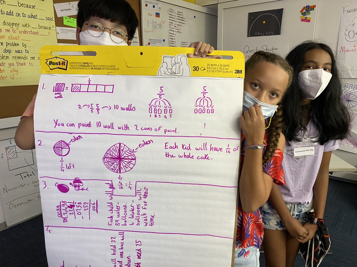 AISCElementary's tweet image. #AISCElementary #AISCGrade5 @ThorpeBritt Collaboration Math. Let’s model division of and by fractions.