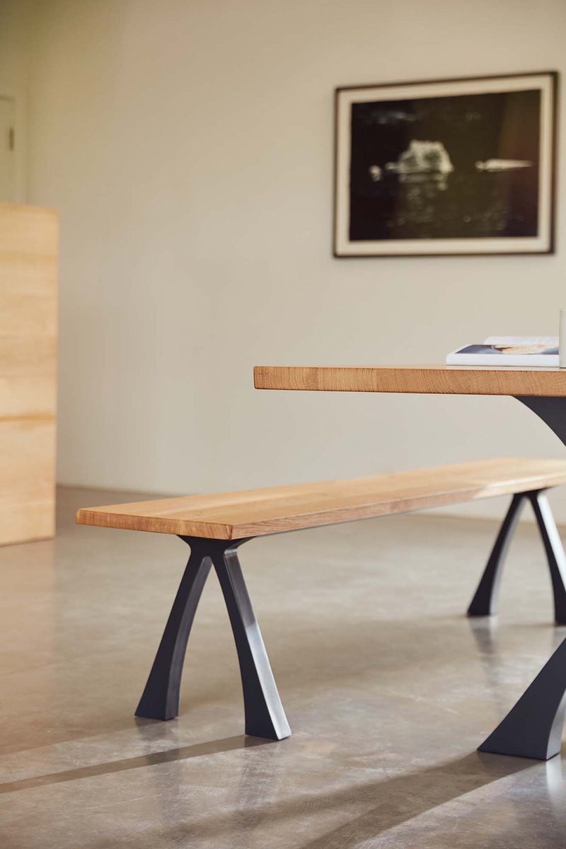 TomFaulkner's tweet photo. Our Exe design combines sleek metalwork with solid wood to produce an updated classic. It's our take on the traditional rectory table and bench, with a casual yet clean quality. Its simplicity makes it a timeless design, built to last as the years roll on.

#diningbench #metal https://t.co/jkco2FbBwR