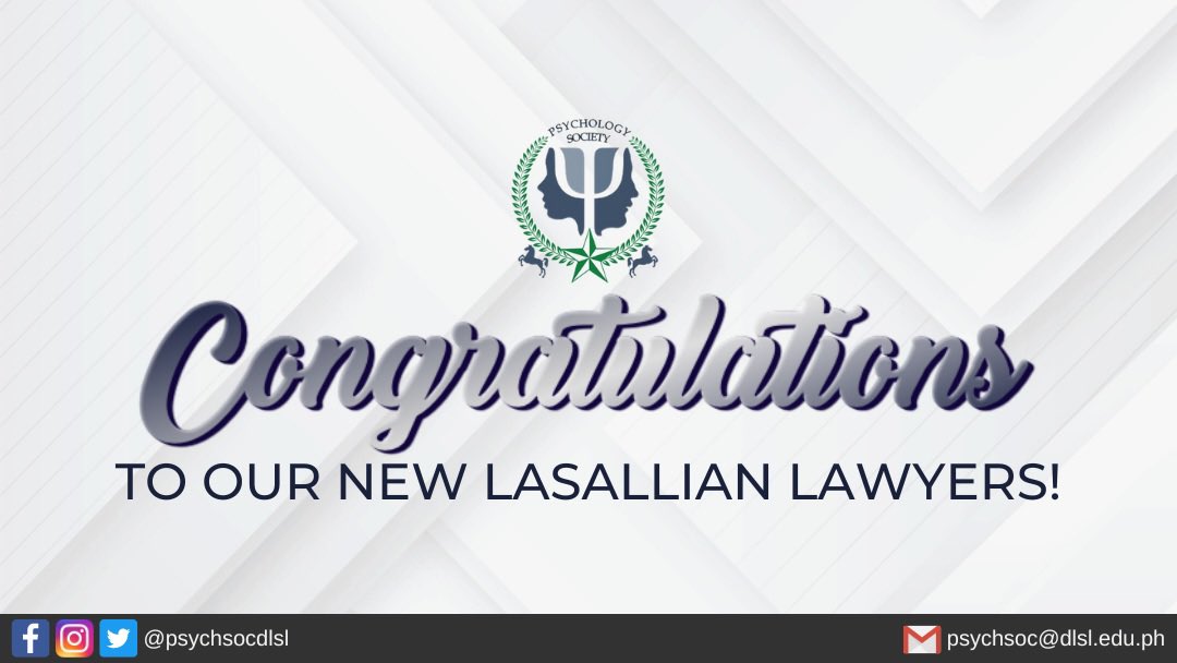 psychsocdlsl's tweet photo. In great pride, we CONGRATULATE Atty. Roxanne T. Laqui, RPm, J.D, as well as Atty. Nia Coline M. Mendoza, J.D for passing the recently held 2020-2021 Bar Examination! 🎊

#BestBarEver2020_21 
#ANIMOPsych #LaPSYCHyanos https://t.co/KwzMQIZEAF