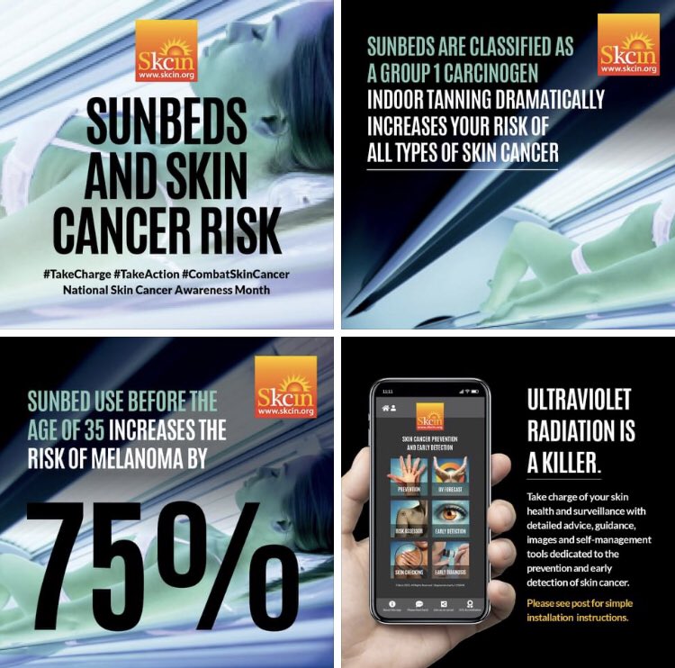 SkcinCharity's tweet photo. ‼ SUNBEDS ARE CLASSIFIED AS A GROUP 1 CARCINOGEN - THEY CAUSE SKIN CANCER!

Even one sunbed session can more than double your risk of developing non-melanoma skin cancer - even more importantly is the increased risk of melanoma, the most serious form of skin cancer. https://t.co/4y39CsnYmt