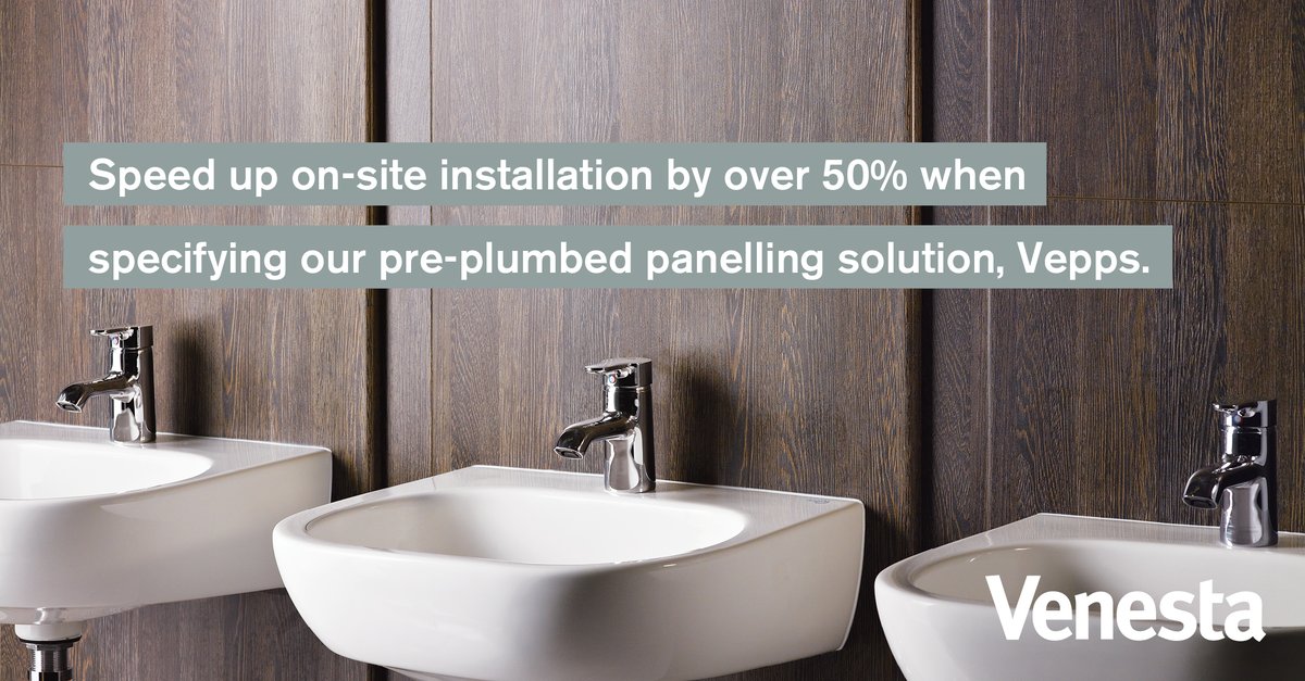 venestawashroom's tweet photo. When specifying #Vepps, on-site installation is over 50% faster. Vepps is simple, flexible & compatible with all our products. Discover everything you need to know about our pre-plumbed #panelling solution:
🖥️: https://t.co/aFQ7UjNBmN
☎️: 01474 353333
📨: marketing@venesta.co.uk https://t.co/CyNcfYFgcE